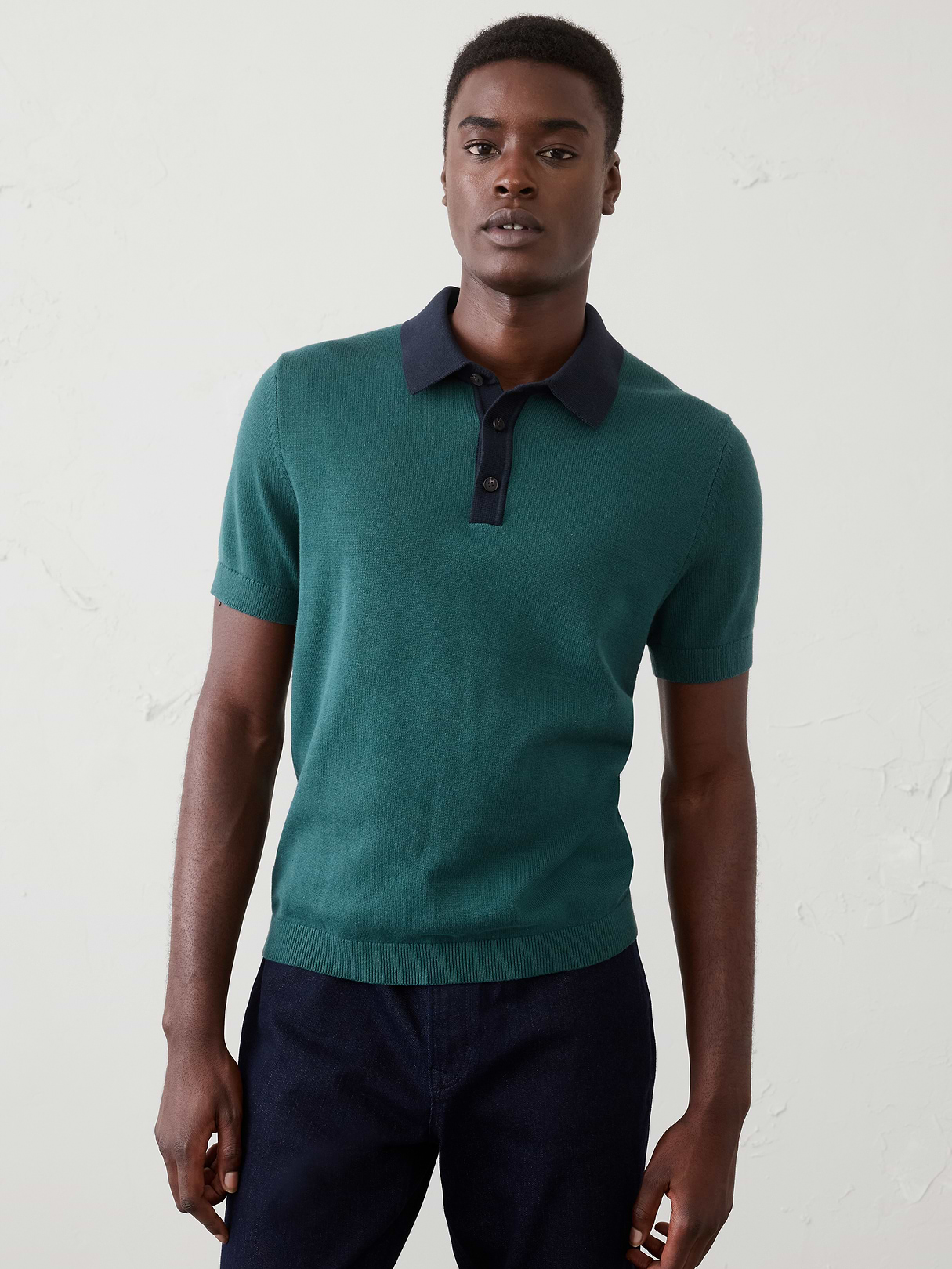 contrast placket sweater polo contrast placket sweater polo