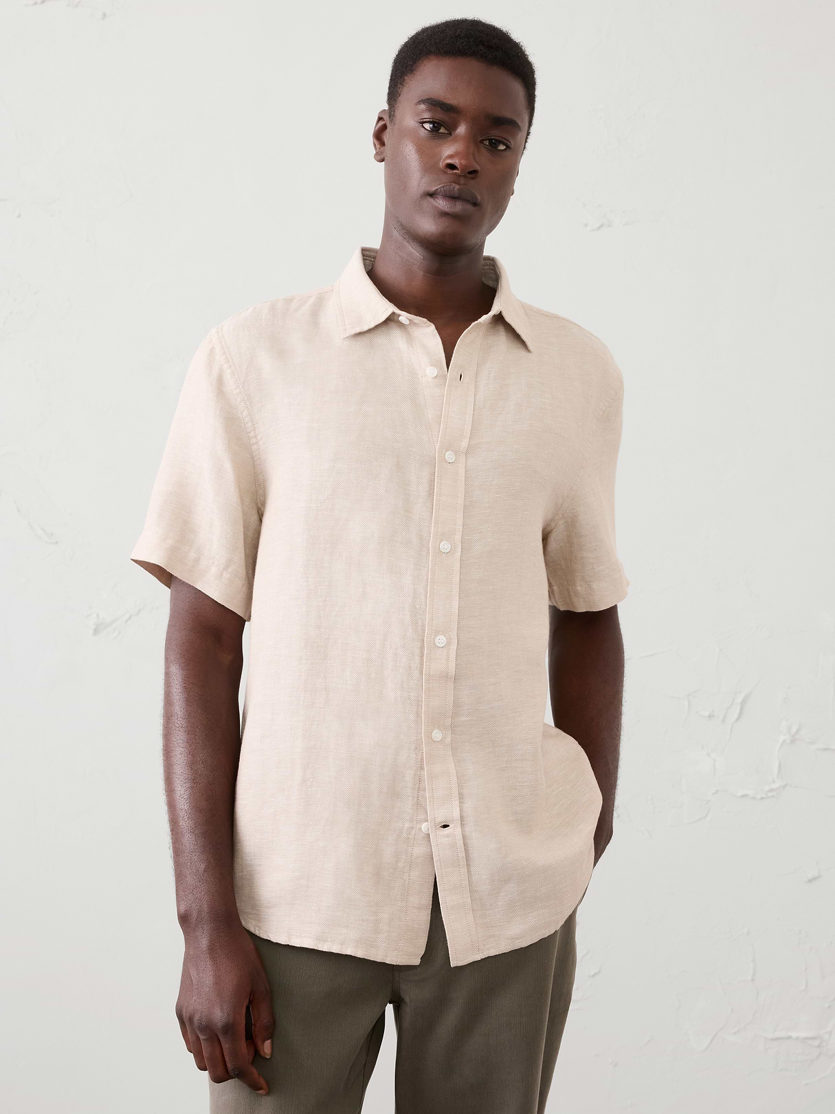 slim fit linen blend herringbone shirt slim fit linen blend herringbone shirt