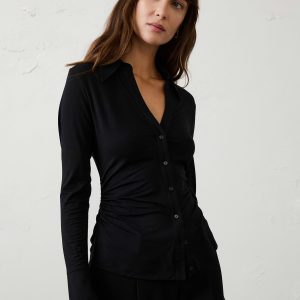 Витрина sheen slub collared top