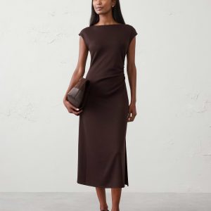 Витрина soft touch side shirred midi dress
