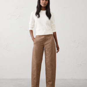 barrel leg mid rise seamed jean