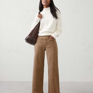 wide leg high rise patch pocket jean