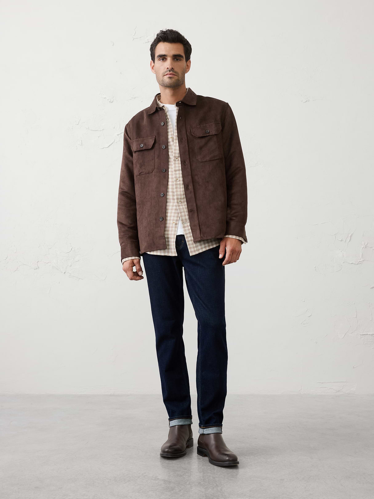 relaxed fit vegan suede overshirt relaxed fit vegan suede overshirt