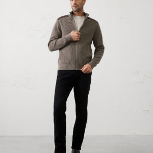 vegan suede patch sweater jacket
