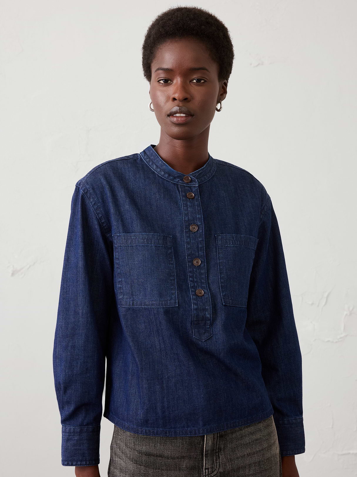 denim popover tunic top denim popover tunic top