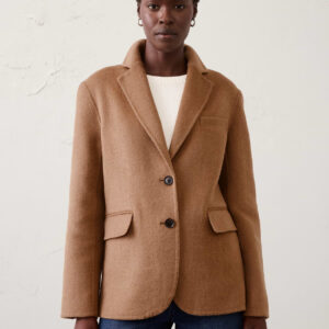 polyester wool blend double face blazer