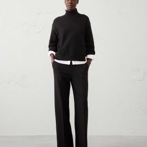 wide leg high rise double weave pant