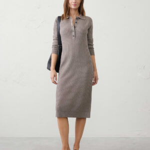 Витрина ribbed polo midi sweater dress