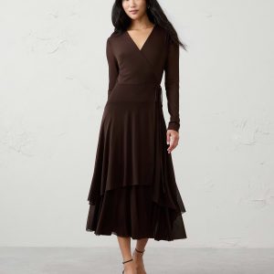 Витрина mesh tiered wrap maxi dress