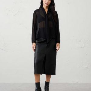 Витрина sheer scarf neck blouse