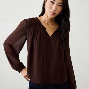 Витрина chiffon pleat release blouse