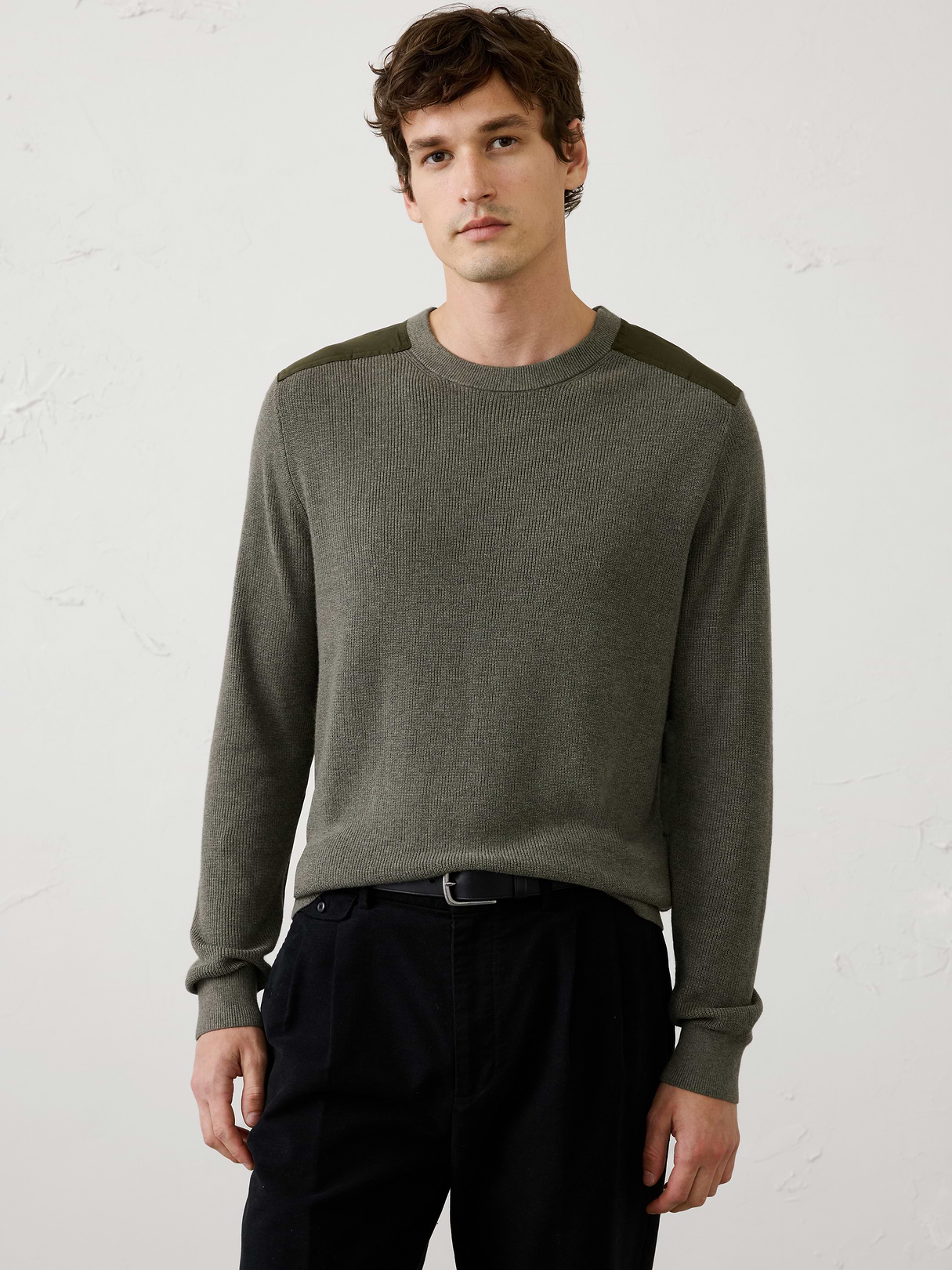 vegan suede patch sweater vegan suede patch sweater