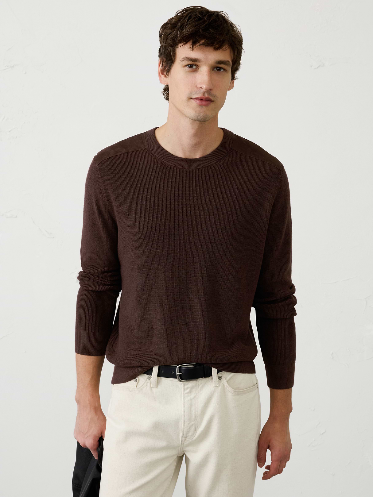 vegan suede patch sweater vegan suede patch sweater