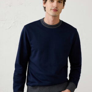 fleece ringer crew neck sweatshirt