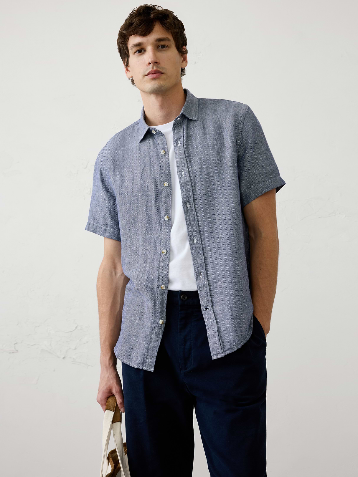 slim fit linen blend herringbone shirt slim fit linen blend herringbone shirt