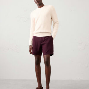 slim fit 7" linen blend herringbone short