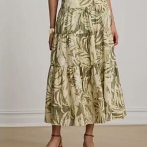 lauren ralph lauren — women's elasticized waist tiered a line midi skirt