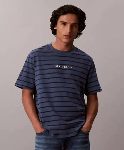 striped logo easy tee