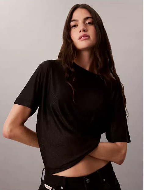 relaxed emblem logo mesh crewneck tee