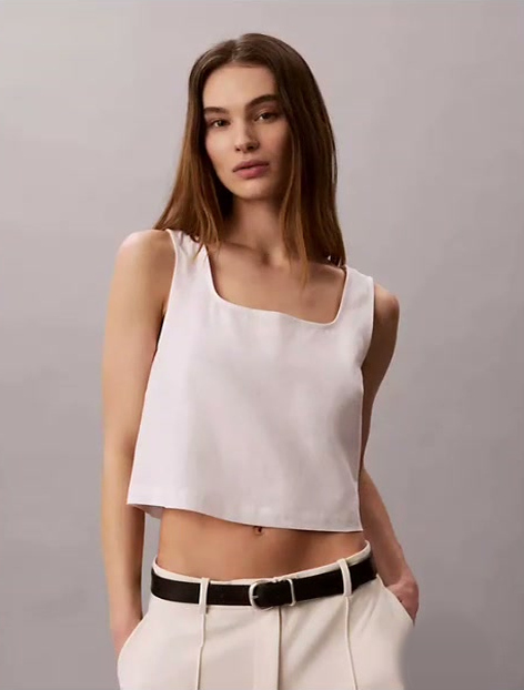 linen blend cropped tank top
