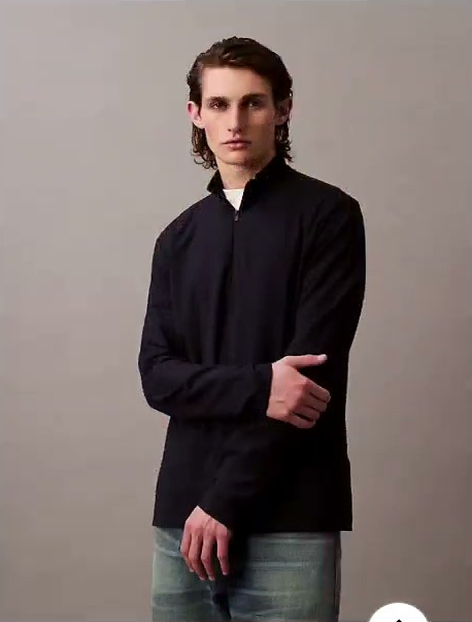 tech pique quarter zip mock neck top