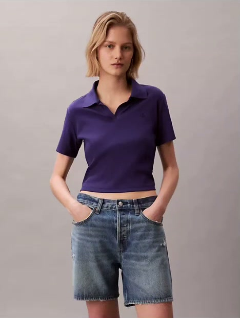 cotton contour rib polo tee
