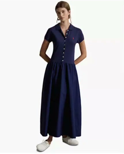 polo ralph lauren — women's hybrid mesh polo collar a line dress polo ralph lauren — women's hybrid mesh polo collar a line dress