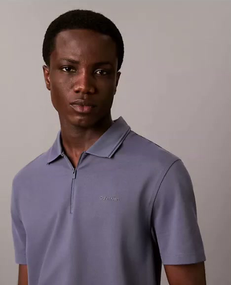 tech pique zip polo shirt