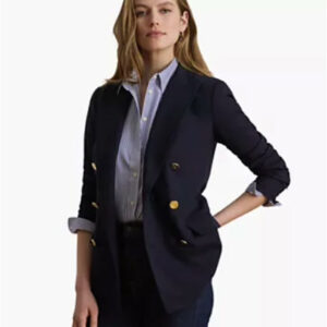 women's double breasted wool crepe blazer