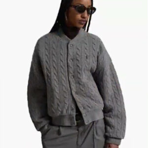 polo ralph lauren — women's cable knit logo button jacket