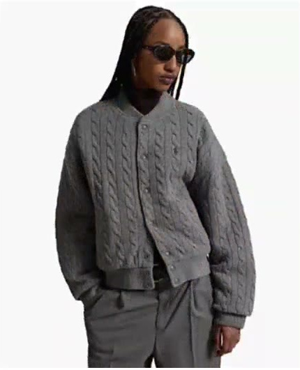 polo ralph lauren — women's cable knit logo button jacket polo ralph lauren — women's cable knit logo button jacket