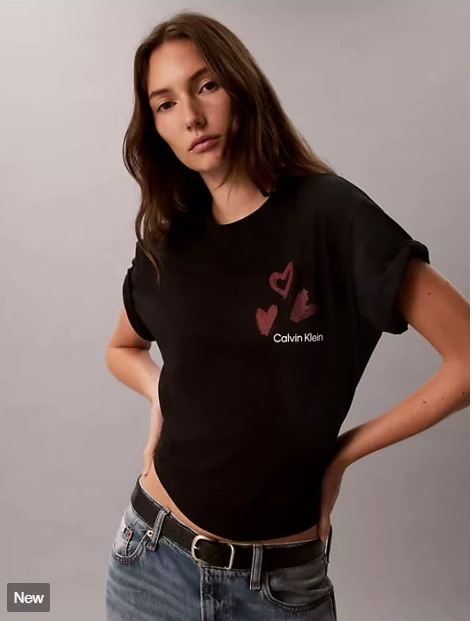hearts print boxy tee