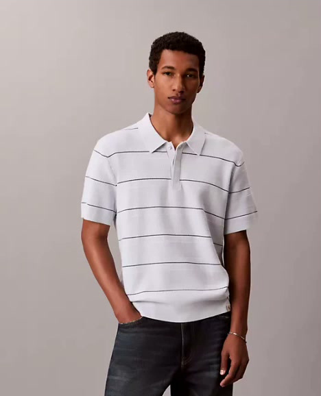cotton stripe sweater polo shirt