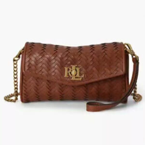 lauren ralph lauren — turnlock woven leather wristlet