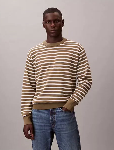 smooth cotton stripe easy sweater