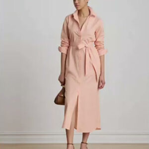 women's point collar striped end on end shirt dress