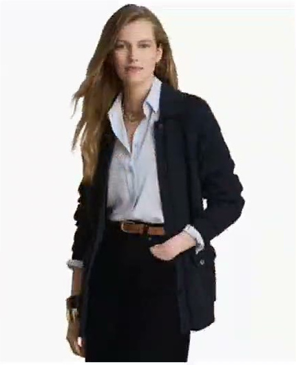 lauren ralph lauren — women's wool blend rib knit spread collar cardigan lauren ralph lauren — women's wool blend rib knit spread collar cardigan