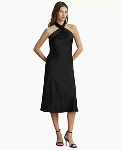 women's tie back charmeuse halter cocktail dress women's tie back charmeuse halter cocktail dress