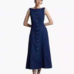 polo ralph lauren — women's fit and flare boat neck midi dress