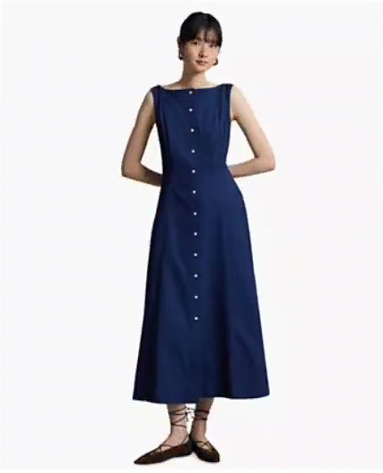 polo ralph lauren — women's fit and flare boat neck midi dress polo ralph lauren — women's fit and flare boat neck midi dress