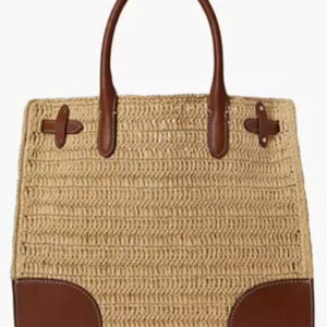 lauren ralph lauren — woven straw medium devyn tote bag