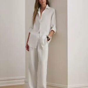 lauren ralph lauren — women's wide leg linen pants