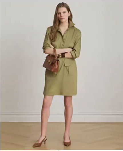 women's spread collar lace up trim shirt dress women's spread collar lace up trim shirt dress