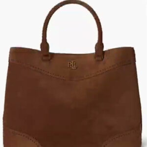 lauren ralph lauren — suede marcy large satchel handbag