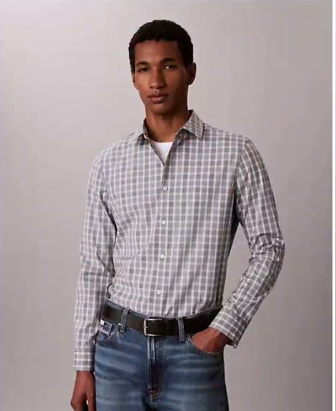 yarn dyed plaid supima slim shirt