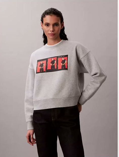kate moss fleece graphic cropped sweatshirt