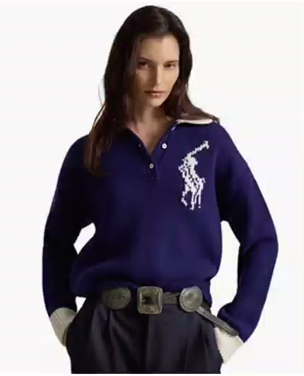 polo ralph lauren — women's big pony rugby sweater polo ralph lauren — women's big pony rugby sweater