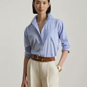 lauren ralph lauren — women's point collar striped broadcloth shirt