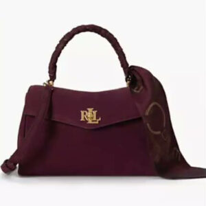 lauren ralph lauren — farrah suede scarf trim small soft satchel handbag