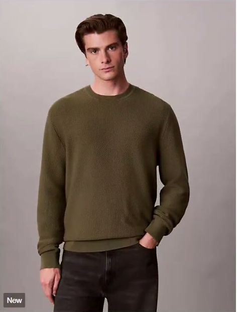 textured cotton crewneck sweater